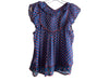 Ulla Johnson Size 2 Blue & Red Silk V Neck Ruffle Sleeveless All Over Print Top Blue & Red / 2