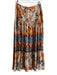 Farm Rio Size Small Orange & Blue Viscose Side Zip Floral Tiered Maxi Skirt Orange & Blue / Small