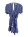 Faithful Size 4 Blue & White Rayon Wrap All Over Print Short Sleeve Dress Blue & White / 4