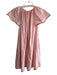 Lake Size Small Peach Cotton Short Sleeve Round Neck A Line Keyhole Back Dress Peach / Small