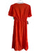 Area Stars Size Small Red Orange Viscose Short Sleeve Round Split Neck Dress Red Orange / Small