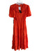 Area Stars Size Small Red Orange Viscose Short Sleeve Round Split Neck Dress Red Orange / Small