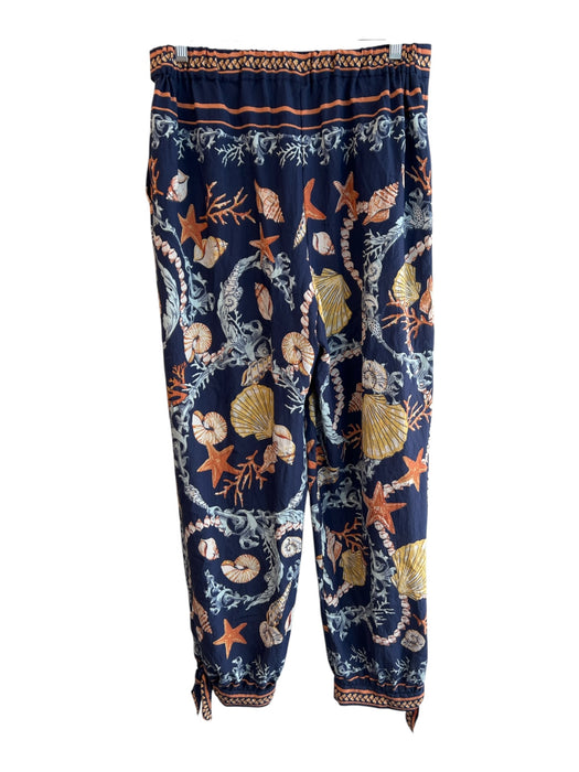 Maeve Size Medium Navy & Multi Viscose Stretch Back Zip Fly Side Pocket Pants Navy & Multi / Medium