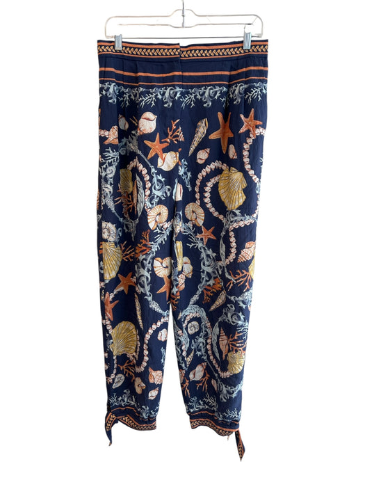 Maeve Size Medium Navy & Multi Viscose Stretch Back Zip Fly Side Pocket Pants Navy & Multi / Medium