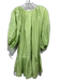 Juliet Dunn Size S / 1 Lime Green Cotton Puff Sleeves Embroidered Squiggle Dress Lime Green / S / 1