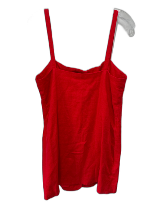 J. Crew Size S Red Linen Spaghetti Strap Button Front Pockets Mini Dress Red / S