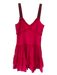 Cinq a Sept Size S / 6 Red Pink Silk Ribbon Straps Fringe Trim Mini Dress Red Pink / S / 6