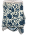 Rhode Size M Cream White & Blue Cotton Animal Print Gathered Side Ruffle Skirt Cream White & Blue / M