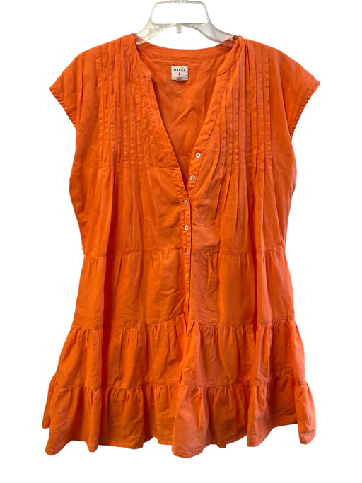 Marea Size XS Orange Cotton Sleeveless V Neck Button Down Stitch detail Dress Orange / XS