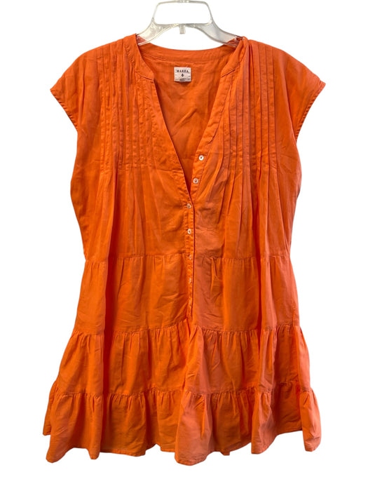 Marea Size XS Orange Cotton Sleeveless V Neck Button Down Stitch detail Dress Orange / XS