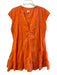 Marea Size XS Orange Cotton Sleeveless V Neck Button Down Stitch detail Dress Orange / XS