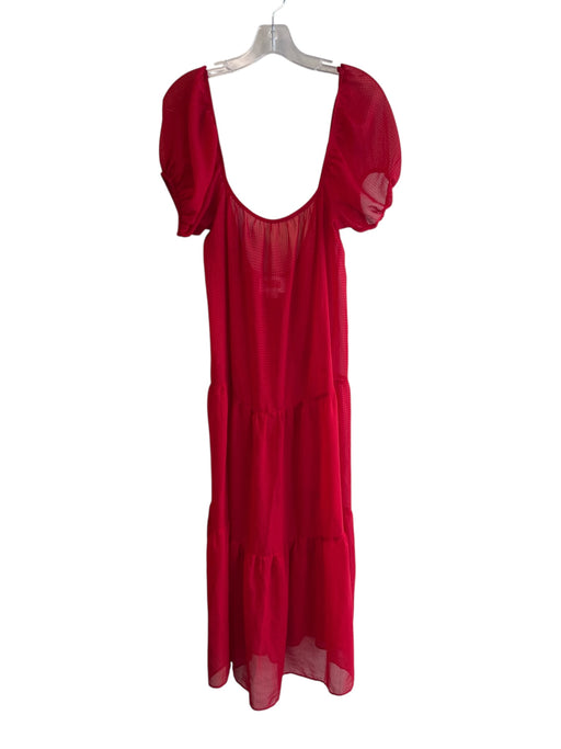 Solid & Striped Size Medium Red No Fabric Tag Short Puff Sleeve Low Back Coverup Red / Medium