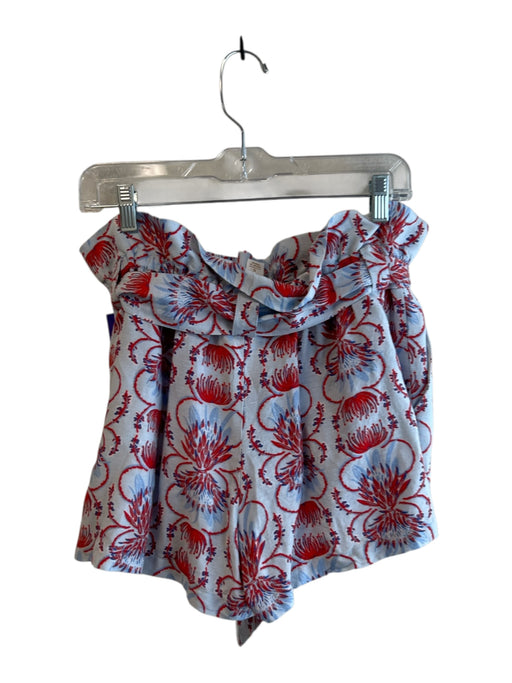 Emily McCarthy Size Small Blue & Red Linen & Rayon Elastic Waist Belt Inc Shorts Blue & Red / Small