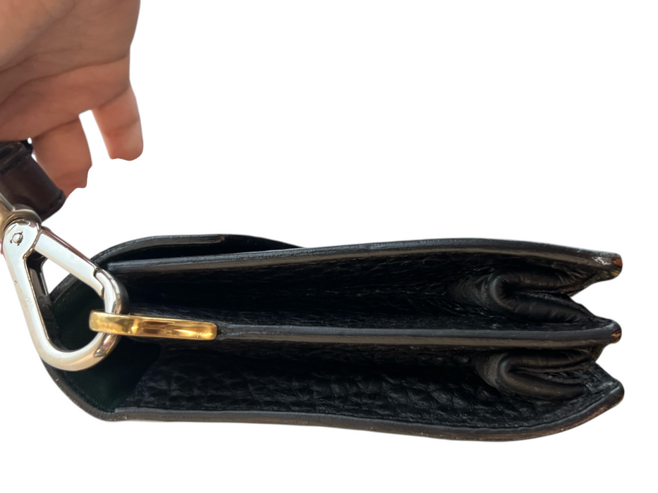 Prada Black Textured Leather Brush Gold Hardware Mid 2000s Shoulder Strap Bag Black / Small