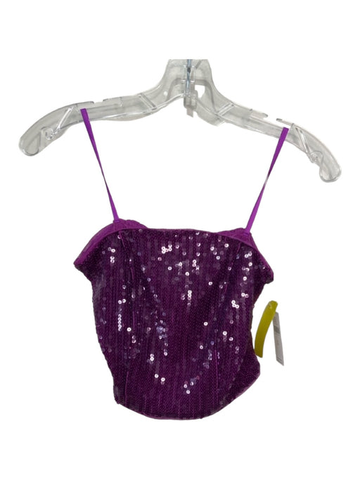 Anthropologie Size XS Purple Polyester Blend Sequin Detail Strapless Crop Top Purple / XS