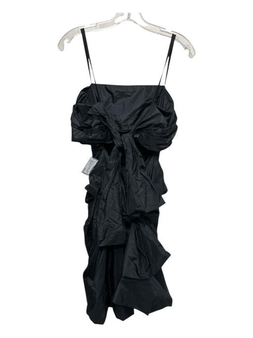 Marc Jacobs Size 4 Black Silk Taffeta Gathered Bow Back Knee length Dress Black / 4