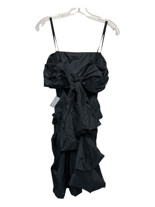 Marc Jacobs Size 4 Black Silk Taffeta Gathered Bow Back Knee length Dress Black / 4