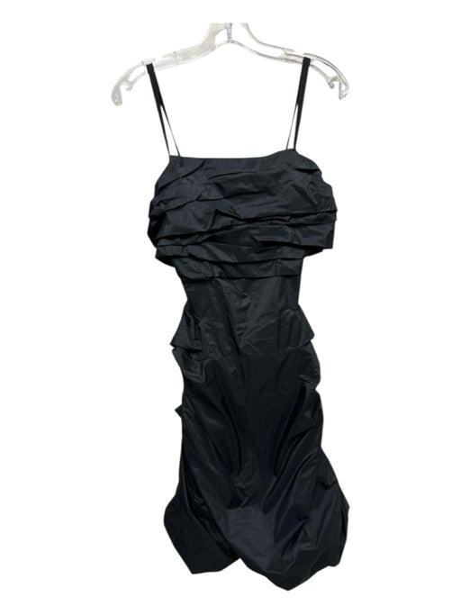 Marc Jacobs Size 4 Black Silk Taffeta Gathered Bow Back Knee length Dress Black / 4