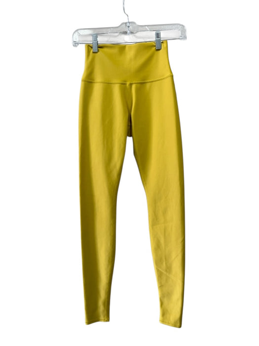 Alo Size XS Yellow Polyester Blend Wide Waist Band Full Leg Leggings Yellow / XS