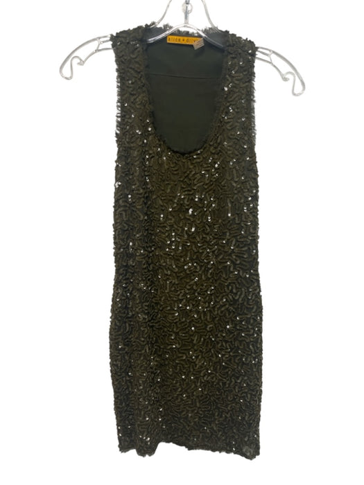 Alice & Olivia Size XS Hunter Green No Fabric Tag All Over Sequins Dress Hunter Green / XS