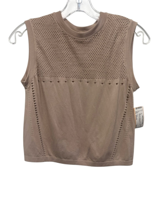 Varley Size XXS/XS Beige Pink Nylon Cut Outs Crop Sleeveless Top Beige Pink / XXS/XS