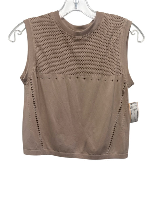 Varley Size XXS/XS Beige Pink Nylon Cut Outs Crop Sleeveless Top Beige Pink / XXS/XS