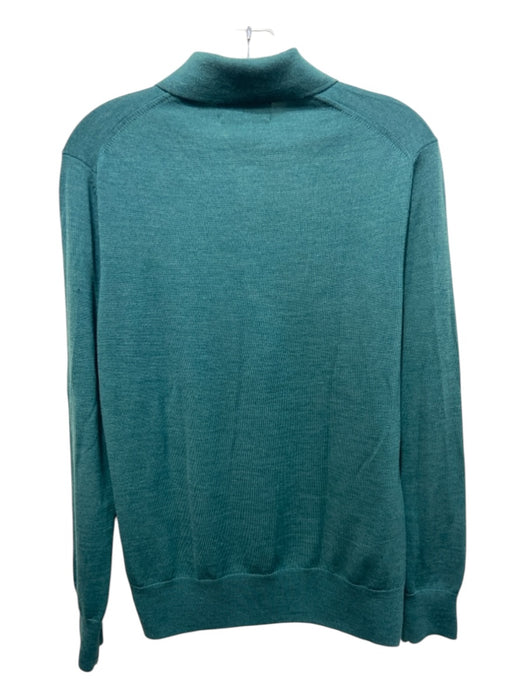 Brooks Brothers Size S Teal Green Merino Wool Half Button Collar Long Sleeve Top Teal Green / S