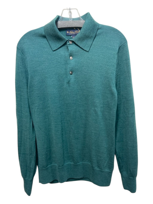 Brooks Brothers Size S Teal Green Merino Wool Half Button Collar Long Sleeve Top Teal Green / S