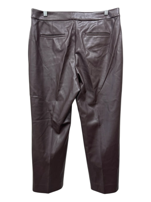 J Crew Size 12P Brown PU leather Zip & Hook Closure Pockets High Rise Pants Brown / 12P