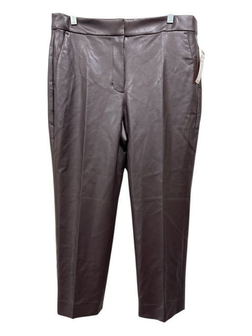 J Crew Size 12P Brown PU leather Zip & Hook Closure Pockets High Rise Pants Brown / 12P