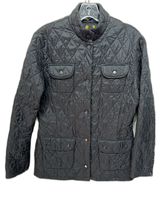 Barbour Size 10 Black Polyester Diamond Quilted Patch Pocket Snap Closure Jacket Black / 10