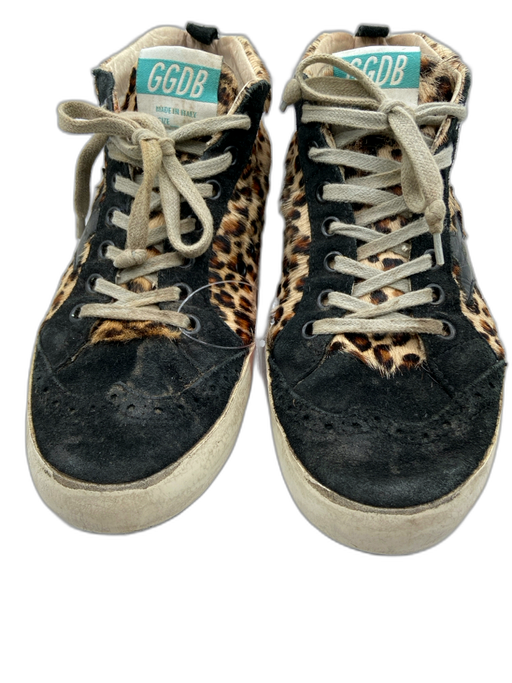 Golden Goose Shoe Size 38 Black, Tan & Pink Suede Animal Print Star Sneakers Black, Tan & Pink / 38