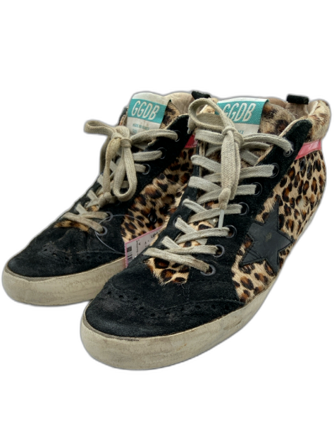 Golden Goose Shoe Size 38 Black, Tan & Pink Suede Animal Print Star Sneakers Black, Tan & Pink / 38