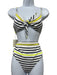 LemLem Size L White, Navy & Yellow Nylon Triangle Top Tie Front Bikini Swimsuit White, Navy & Yellow / L