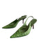 Gucci Shoe Size 7B Green Ostrich Pointed Toe Slingback silver hardware Shoes Green / 7B
