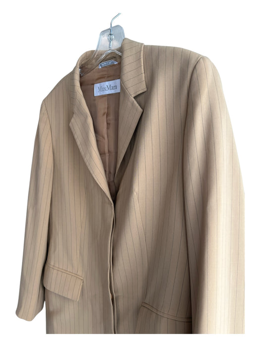 MaxMara Size 10 Neion Green & Gray Virgin Wool Long Sleeve Pin Stripe Jacket Neion Green & Gray / 10