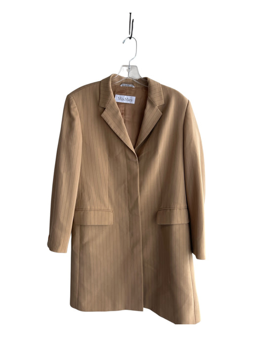 MaxMara Size 10 Neion Green & Gray Virgin Wool Long Sleeve Pin Stripe Jacket Neion Green & Gray / 10