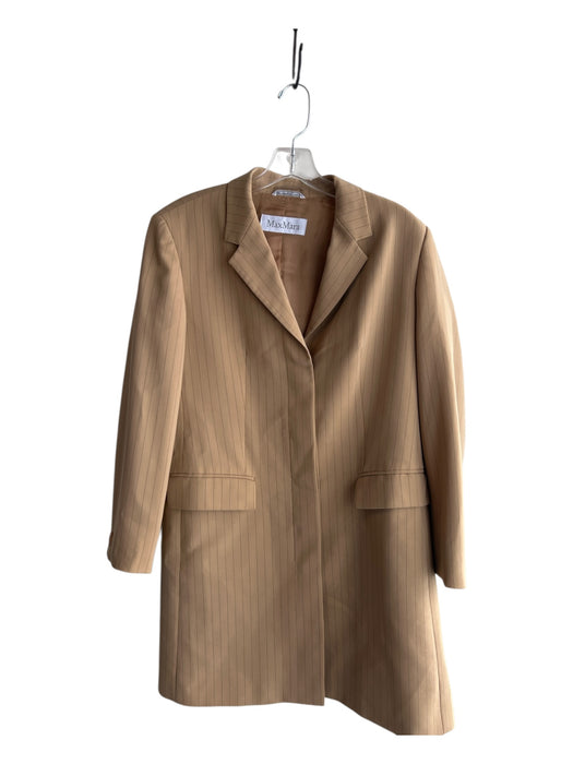 MaxMara Size 10 Neion Green & Gray Virgin Wool Long Sleeve Pin Stripe Jacket Neion Green & Gray / 10