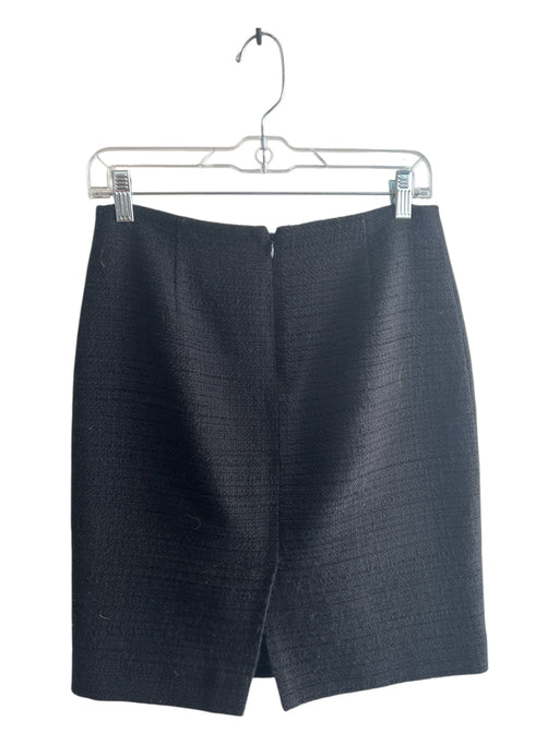Theory Size 0 Black Cotton & Wool Zipper Back Above Knee Back Slit Skirt Black / 0