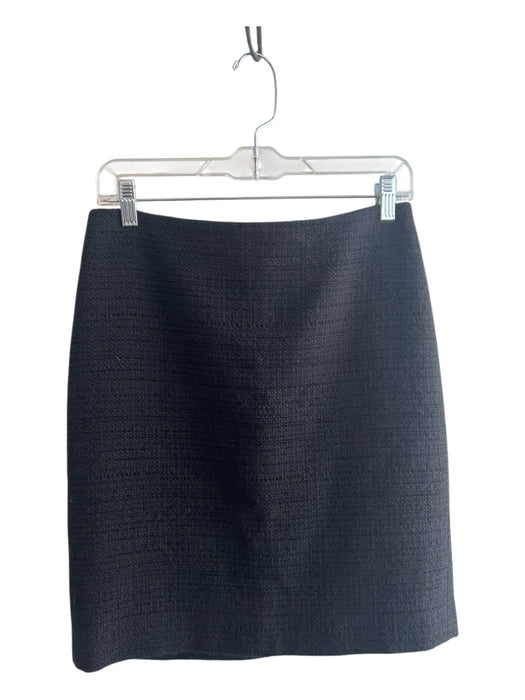 Theory Size 0 Black Cotton & Wool Zipper Back Above Knee Back Slit Skirt Black / 0
