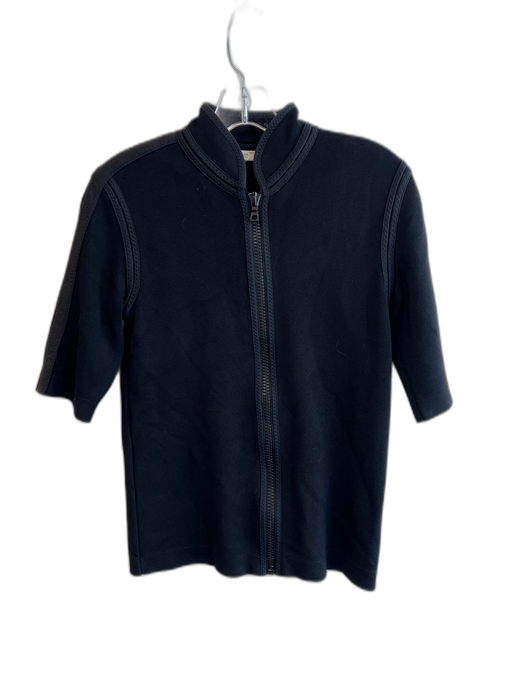 Prada Size 42 Black Viscose Blend Knit Zip Up Half Sleeve Jacket Black / 42
