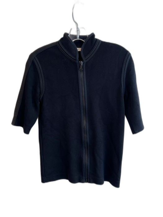 Prada Size 42 Black Viscose Blend Knit Zip Up Half Sleeve Jacket Black / 42