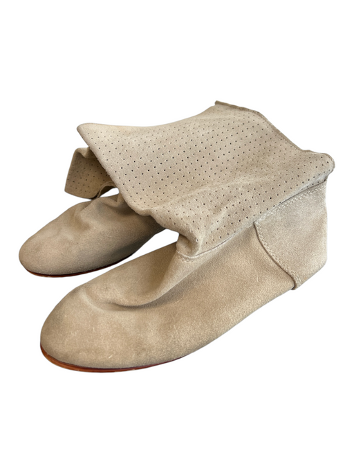 Made In Italy Shoe Size 5 Beige Suede Almond Toe Bootie Seam Detail Boots Beige / 5
