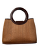 Desenyo Buntal Brown & Tan Straw Circle Handle Clasp Closure Bag Brown & Tan / S