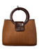 Desenyo Buntal Brown & Tan Straw Circle Handle Clasp Closure Bag Brown & Tan / S