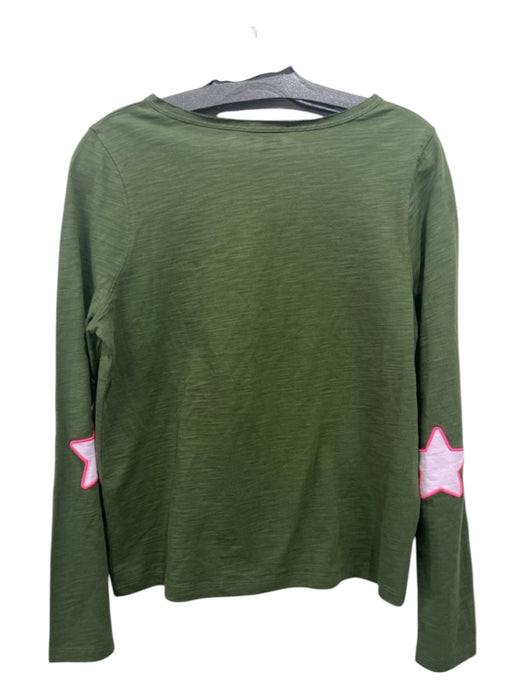 Lisa Todd Size XS Green Cotton V Neck Raw Edge Long Sleeve Star Top Green / XS