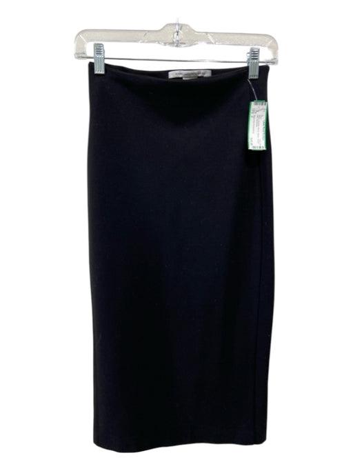 Diane Von Furstenberg Size 2 Black Viscose Pull on Stretch Sheath Midi Skirt Black / 2