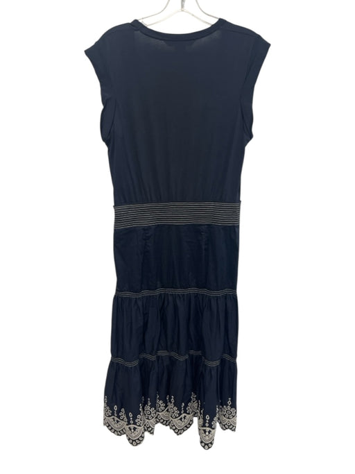 Veronica Beard Jeans Size S Navy blue & Cream Cotton Embroidered Eyelet Dress Navy blue & Cream / S