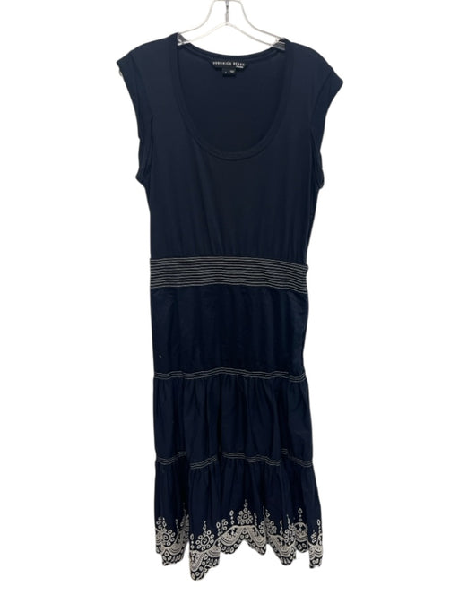 Veronica Beard Jeans Size S Navy blue & Cream Cotton Embroidered Eyelet Dress Navy blue & Cream / S