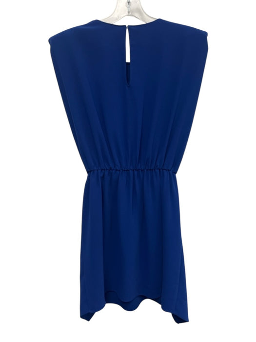 Amanda Uprichard Size M Royal Blue Polyester Shoulder Pads Tie Waist Mini Dress Royal Blue / M